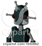 Blue Droid With Dome Head And Speakers Mouth And Black Glowing Red Eyes And Double Antenna