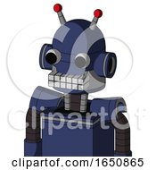 Poster, Art Print Of Blue Droid With Dome Head And Keyboard Mouth And Two Eyes And Double Led Antenna
