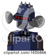 Poster, Art Print Of Blue Droid With Dome Head And Dark Tooth Mouth And Visor Eye And Three Spiked