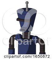 Poster, Art Print Of Blue Droid With Cylinder-Conic Head And Sad Mouth And Black Visor Cyclops And Single Antenna