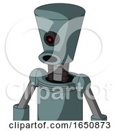 Poster, Art Print Of Blue Droid With Cylinder-Conic Head And Round Mouth And Black Cyclops Eye