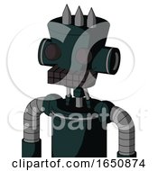 Poster, Art Print Of Blue Droid With Cylinder-Conic Head And Keyboard Mouth And Two Eyes And Three Spiked