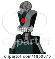 Poster, Art Print Of Blue Droid With Cylinder-Conic Head And Keyboard Mouth And Cyclops Eye And Radar Dish Hat