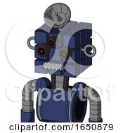 Poster, Art Print Of Blue Droid With Cube Head And Square Mouth And Three-Eyed And Radar Dish Hat