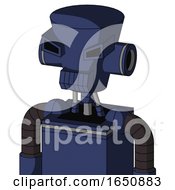 Poster, Art Print Of Blue Droid With Cylinder-Conic Head And Toothy Mouth And Angry Eyes