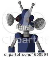 Poster, Art Print Of Blue Droid With Cone Head And Keyboard Mouth And Red Eyed And Double Antenna