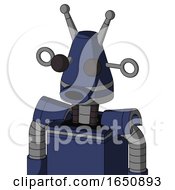 Blue Droid With Cone Head And Round Mouth And Two Eyes And Double Antenna
