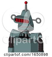 Poster, Art Print Of Blue Droid With Cone Head And Visor Eye And Single Led Antenna