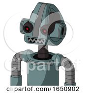 Poster, Art Print Of Blue Droid With Droid Head And Square Mouth And Black Glowing Red Eyes