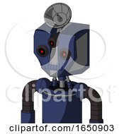 Poster, Art Print Of Blue Droid With Mechanical Head And Toothy Mouth And Three-Eyed And Radar Dish Hat