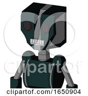 Poster, Art Print Of Blue Droid With Mechanical Head And Teeth Mouth And Two Eyes