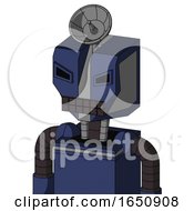 Blue Droid With Mechanical Head And Keyboard Mouth And Angry Eyes And Radar Dish Hat