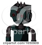 Poster, Art Print Of Blue Droid With Mechanical Head And Happy Mouth And Three-Eyed And Three Dark Spikes