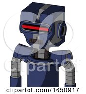 Blue Droid With Mechanical Head And Dark Tooth Mouth And Visor Eye