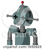 Poster, Art Print Of Blue Droid With Droid Head And Pipes Mouth And Plus Sign Eyes And Single Led Antenna