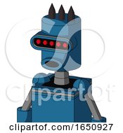 Poster, Art Print Of Blue Automaton With Cylinder Head And Round Mouth And Visor Eye And Three Dark Spikes