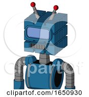 Blue Automaton With Cube Head And Square Mouth And Large Blue Visor Eye And Double Led Antenna