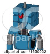 Poster, Art Print Of Blue Automaton With Cube Head And Vent Mouth And Angry Cyclops And Spike Tip
