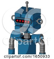 Poster, Art Print Of Blue Automaton With Cube Head And Vent Mouth And Visor Eye And Single Antenna