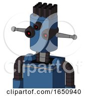 Blue Robot With Cylinder Head And Three Eyed And Pipe Hair