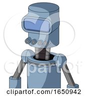 Poster, Art Print Of Blue Robot With Cylinder Head And Pipes Mouth And Large Blue Visor Eye