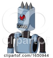 Poster, Art Print Of Blue Robot With Cylinder Head And Square Mouth And Angry Cyclops Eye And Three Spiked
