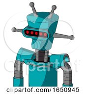 Poster, Art Print Of Blue Robot With Cylinder-Conic Head And Speakers Mouth And Visor Eye And Double Antenna