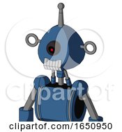 Poster, Art Print Of Blue Robot With Rounded Head And Teeth Mouth And Black Cyclops Eye And Single Antenna