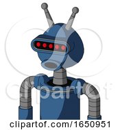Poster, Art Print Of Blue Robot With Rounded Head And Round Mouth And Visor Eye And Double Antenna