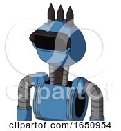 Blue Robot With Rounded Head And Black Visor Eye And Three Dark Spikes