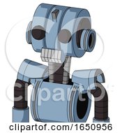 Poster, Art Print Of Blue Robot With Multi-Toroid Head And Teeth Mouth And Two Eyes