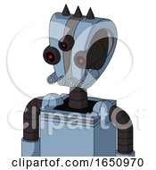 Poster, Art Print Of Blue Robot With Droid Head And Pipes Mouth And Three-Eyed And Three Dark Spikes