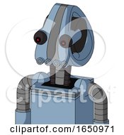 Blue Robot With Droid Head And Pipes Mouth And Red Eyed