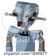 Poster, Art Print Of Blue Robot With Droid Head And Dark Tooth Mouth And Angry Eyes