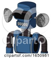 Poster, Art Print Of Blue Robot With Cylinder Head And Square Mouth And Black Visor Eye
