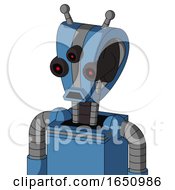 Poster, Art Print Of Blue Robot With Droid Head And Sad Mouth And Three-Eyed And Double Antenna