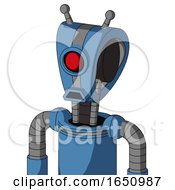 Poster, Art Print Of Blue Robot With Droid Head And Sad Mouth And Cyclops Eye And Double Antenna