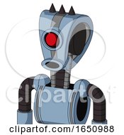 Poster, Art Print Of Blue Robot With Droid Head And Round Mouth And Cyclops Eye And Three Dark Spikes