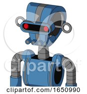 Poster, Art Print Of Blue Robot With Droid Head And Pipes Mouth And Visor Eye