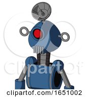 Blue Robot With Rounded Head And Vent Mouth And Cyclops Eye And Radar Dish Hat