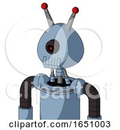 Poster, Art Print Of Blue Robot With Rounded Head And Toothy Mouth And Black Cyclops Eye And Double Led Antenna
