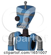 Blue Robot With Vase Head And Square Mouth And Two Eyes And Single Antenna