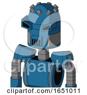 Blue Automaton With Dome Head And Speakers Mouth And Angry Eyes