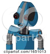 Poster, Art Print Of Blue Automaton With Droid Head And Happy Mouth And Black Glowing Red Eyes