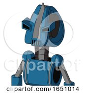 Poster, Art Print Of Blue Automaton With Droid Head And Speakers Mouth And Angry Eyes And Spike Tip