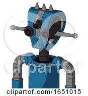 Poster, Art Print Of Blue Automaton With Droid Head And Speakers Mouth And Three-Eyed And Three Spiked