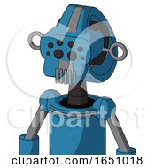 Poster, Art Print Of Blue Automaton With Droid Head And Vent Mouth And Bug Eyes