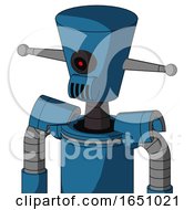 Blue Automaton With Cylinder Conic Head And Speakers Mouth And Black Cyclops Eye