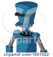 Blue Automaton With Cylinder Conic Head And Pipes Mouth And Black Visor Cyclops