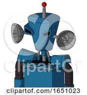 Poster, Art Print Of Blue Automaton With Cylinder-Conic Head And Angry Eyes And Single Led Antenna